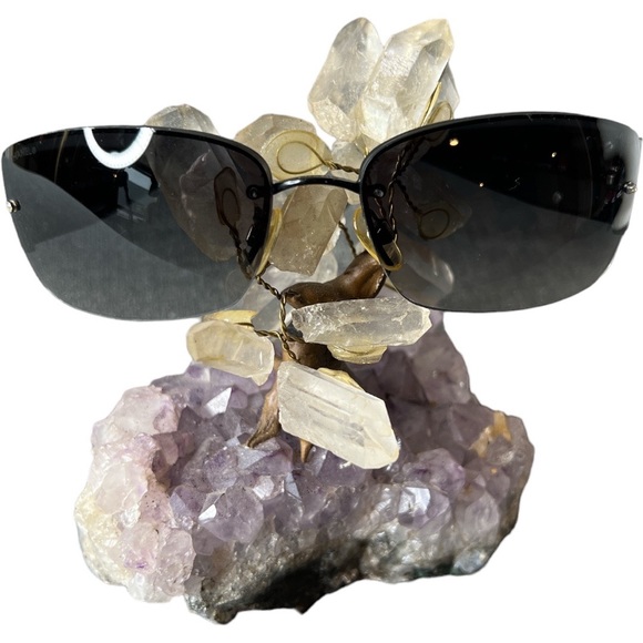 CHANEL 4117-B Vintage Rimless Sunglasses Black w/ Swarovski Crystal CC Logo - Picture 14 of 16